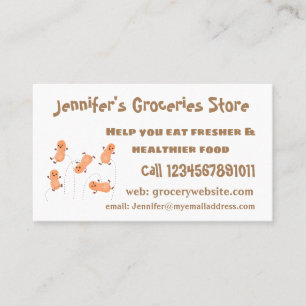 Cute happy jumping peanuts cartoon illustration business card