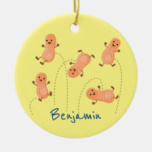Cute happy jumping peanuts cartoon illustration ceramic tree decoration