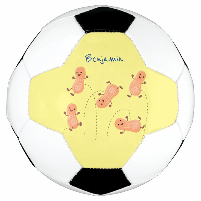 Cute happy jumping peanuts cartoon illustration football (Front)