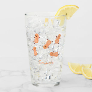 Cute happy jumping peanuts cartoon illustration glass