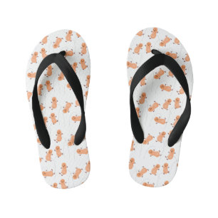 Cute happy jumping peanuts cartoon illustration kid's flip flops