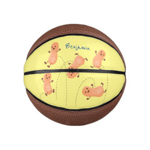 Cute happy jumping peanuts cartoon illustration mini basketball