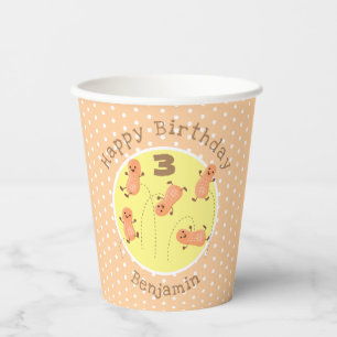 Cute happy jumping peanuts cartoon illustration paper cups