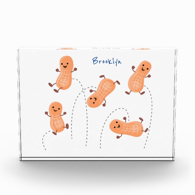 Cute happy jumping peanuts cartoon illustration photo block (Front)
