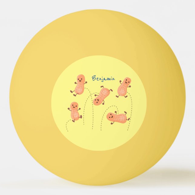 Cute happy jumping peanuts cartoon illustration ping pong ball (Front)