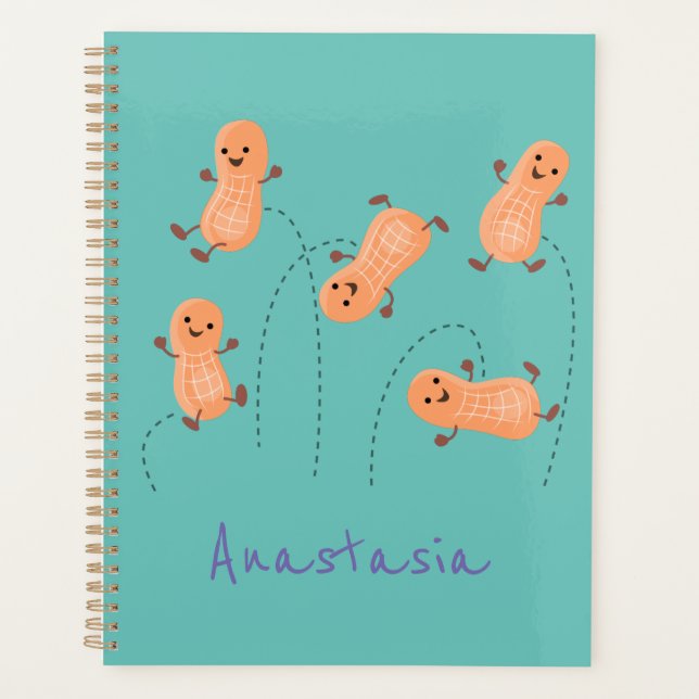 Cute happy jumping peanuts cartoon illustration planner (Front)