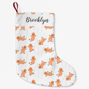 Cute happy jumping peanuts cartoon personalised small christmas stocking