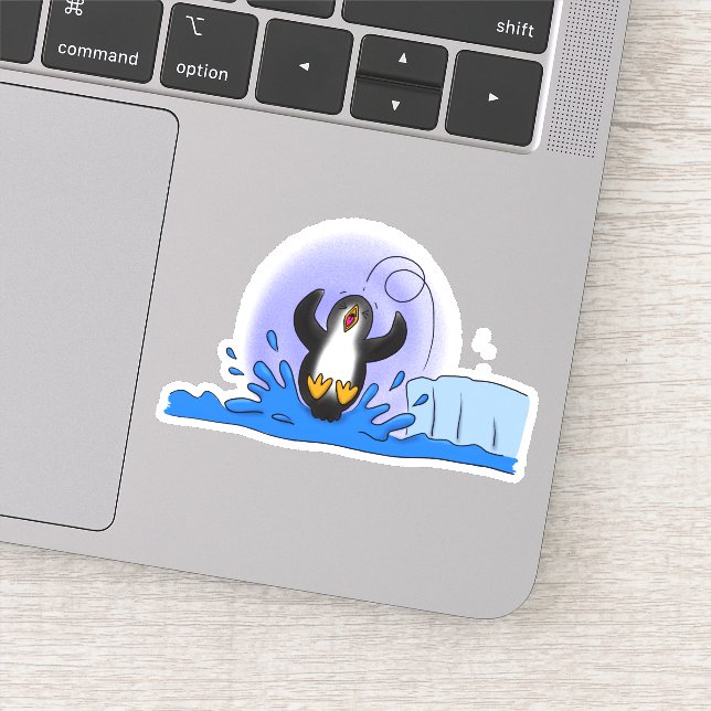 Cute happy jumping penguin cartoon illustration (Detail)