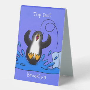 Cute happy jumping penguin cartoon illustration