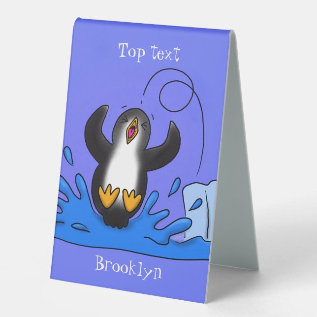 Cute happy jumping penguin cartoon illustration (Front)