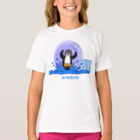 Cute happy jumping penguin cartoon illustration