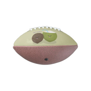 Cute happy kawaii coconuts cartoon illustration american football