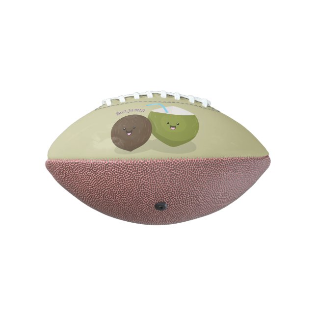 Cute happy kawaii coconuts cartoon illustration american football (Rotated 270)