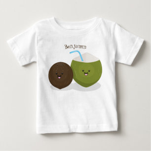 Cute happy kawaii coconuts cartoon illustration baby T-Shirt