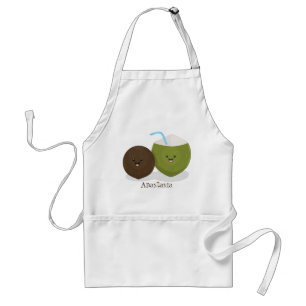 Cute happy kawaii coconuts cartoon illustration standard apron