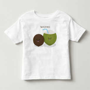 Cute happy kawaii coconuts cartoon illustration toddler T-Shirt