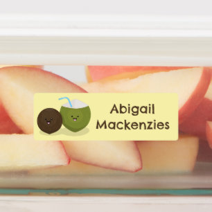 Cute happy kawaii coconuts cartoon personalised 