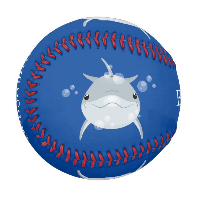 Cute happy kawaii dolphin cartoon baseball (Front Left)