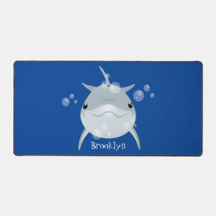 Cute happy kawaii dolphin cartoon desk mat