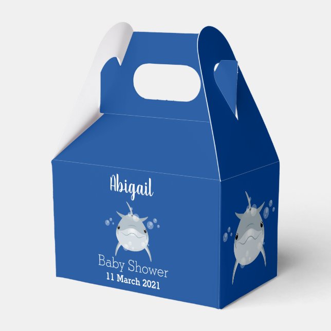 Cute happy kawaii dolphin cartoon  favour box (Front Side)