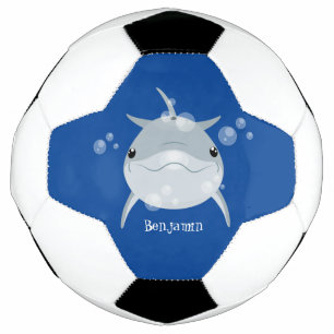 Cute happy kawaii dolphin cartoon football