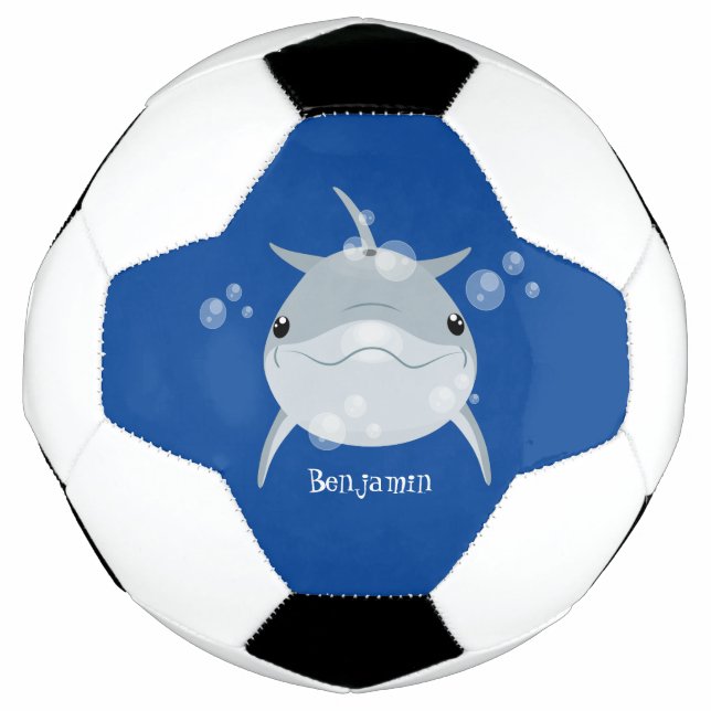 Cute happy kawaii dolphin cartoon football (Front)