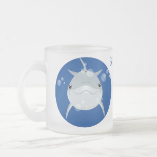 Cute happy kawaii dolphin cartoon frosted glass coffee mug
