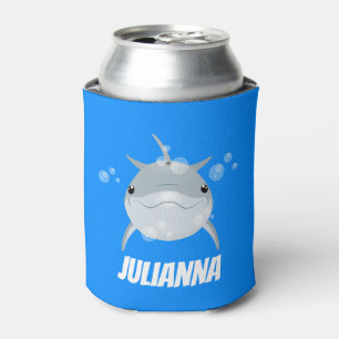 Cute happy kawaii dolphin cartoon illustration can cooler