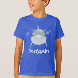 Cute happy kawaii dolphin cartoon illustration T-Shirt