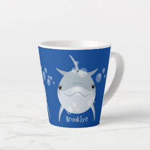 Cute happy kawaii dolphin cartoon latte mug