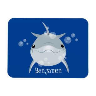 Cute happy kawaii dolphin cartoon magnet