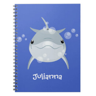 Cute happy kawaii dolphin cartoon notebook