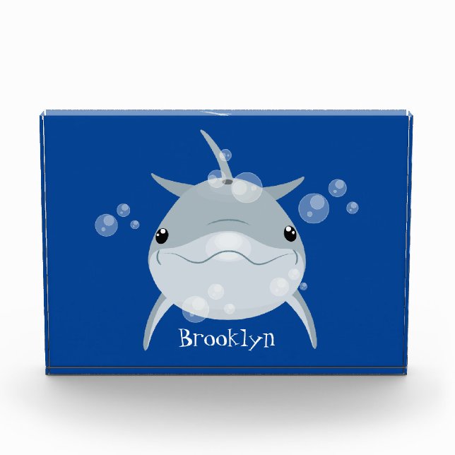 Cute happy kawaii dolphin cartoon photo block (Front)
