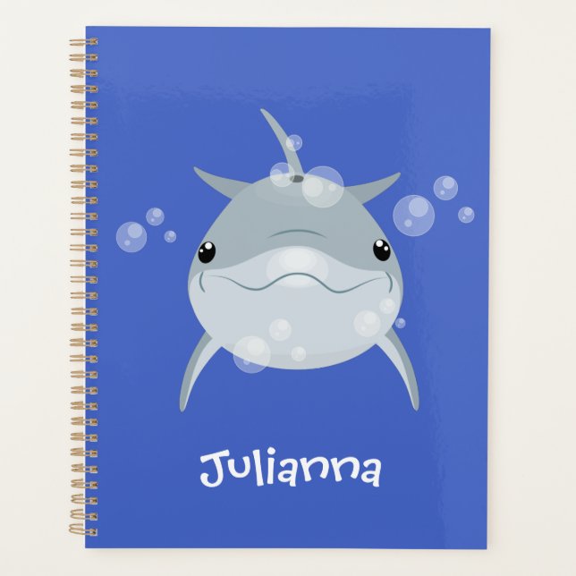 Cute happy kawaii dolphin cartoon planner (Front)