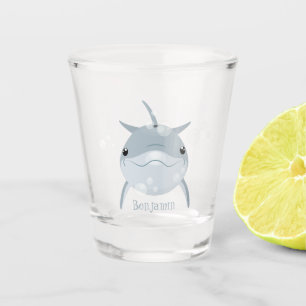 Cute happy kawaii dolphin cartoon shot glass