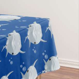 Cute happy kawaii dolphin cartoon tablecloth