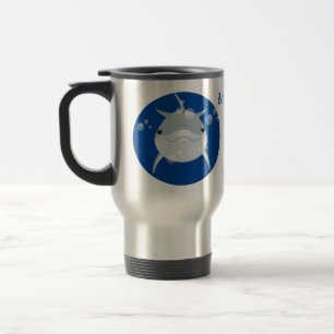 Cute happy kawaii dolphin cartoon travel mug