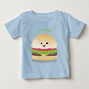 Cute happy kawaii hamburger cartoon baby T-Shirt