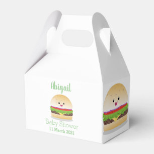 Cute happy kawaii hamburger cartoon favour box