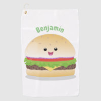 Cute happy kawaii hamburger cartoon