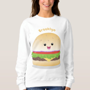 Cute happy kawaii hamburger cartoon sweatshirt