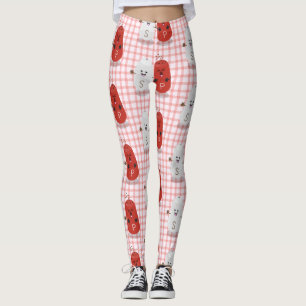 Cute happy kawaii salt and pepper cartoon leggings