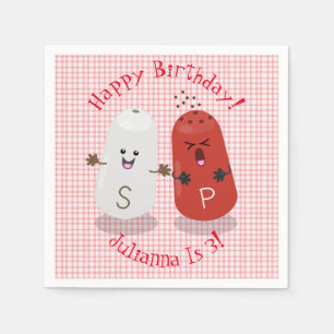 Cute happy kawaii salt and pepper cartoon napkin