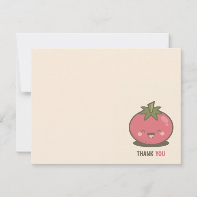 Cute Happy Kawaii Tomato Thank You Card (Front)