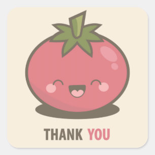 Cute Happy Kawaii Tomato Thank You Stickers