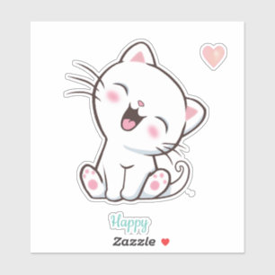 Cute Happy Kitty Cat & Heart