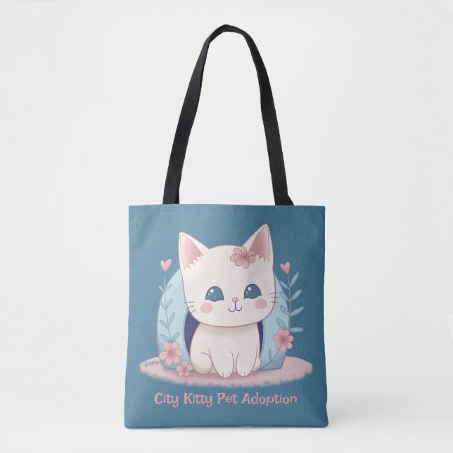 Cute happy Kitty with a Home Tote Bag (Front)