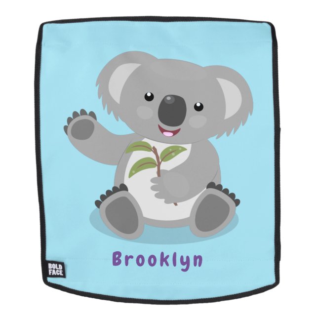 Cute happy koala waving cartoon illustration backpack (Removable Face)