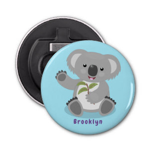 Cute happy koala waving cartoon illustration bottle opener