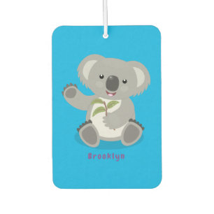 Cute happy koala waving cartoon illustration car air freshener